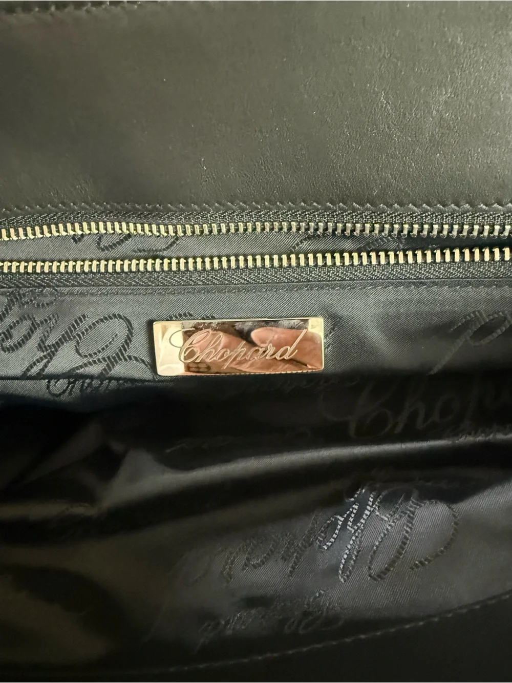 Chopard Black Leather Men's Briefcase with Woven Center Detail